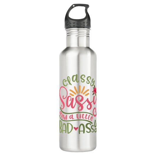 Schlichte Sassy und ein kleines böses, versautes M Edelstahlflasche (Vorderseite)