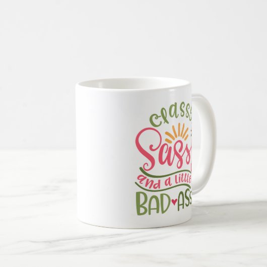 Schlichte Sassy und ein kleines böses, versautes M Kaffeetasse (VorderseiteRechts)