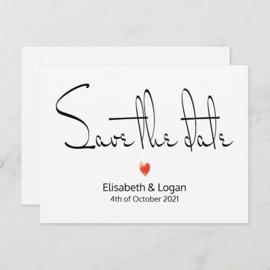 Schlichte, schicke Save the date Karte (Vorne/Hinten)