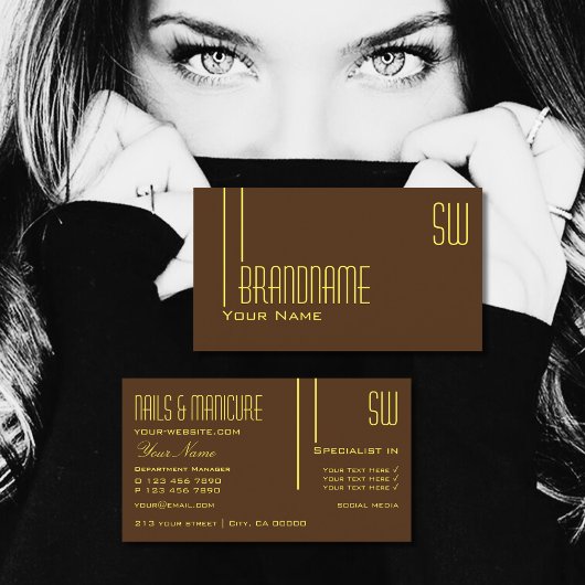 Schlichte Schokoladenbraun mit Beruflichen Initial Visitenkarte