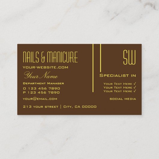 Schlichte Schokoladenbraun mit Beruflichen Initial Visitenkarte (Rückseite)