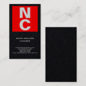 Schlichte, schwarz berufliche, fette Monogramm Visitenkarte (Vorne/Hinten)