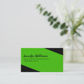 Schlichte Schwarz/Grün-Minimalistische Visitenkart Visitenkarte (Stehend Vorderseite)