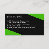 Schlichte Schwarz/Grün-Minimalistische Visitenkart Visitenkarte (Rückseite)