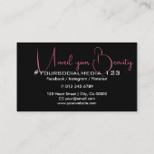 Schlichte Schwarz-Rosa-Foto-Bildvorlage Visitenkarte (Rückseite)