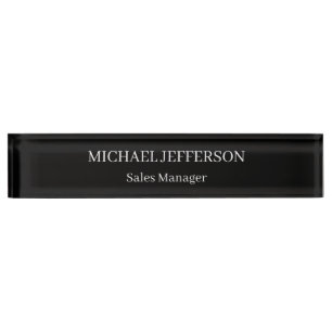 Schlichte Schwarz-Weiß-Farbe Personalisiert Namensplakette