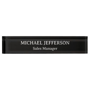 Schlichte Schwarz-Weiß-Farbe Personalisiert Namensplakette
