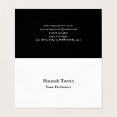 Schlichte Schwarz-Weiß-Kreativität Moderne Visitenkarten (Außenseite Aufgefaltet)