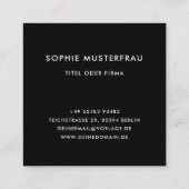 Schlichte Schwarz Weiß Visitenkarte Vorlage (Rückseite)