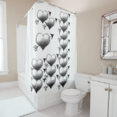 schlichte Schwarz-weiße Herzen Duschvorhang (Beispiel)