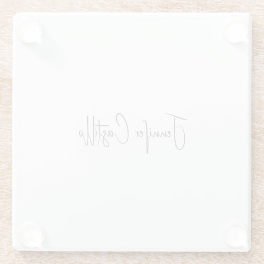 Schlichte Schwarz-weiße Minimalistische Kalligrafi Glasuntersetzer (Rückseite)