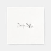 Schlichte Schwarz-weiße Minimalistische Kalligrafi Serviette (Vorderseite)