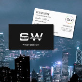 Schlichte Schwarz-weiße Moderne mit Monogramm und Visitenkarte