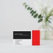 Schlichte Schwarz-weiße Red Fotografy Business Car Visitenkarte (Stehend Vorderseite)