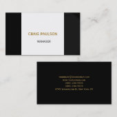 Schlichte Schwarz-weiße Strip-Visitenkarte Visitenkarte (Vorne/Hinten)