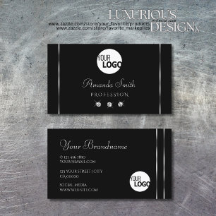 Schlichte schwarze schwarze Diamanten Silver Strip Visitenkarte