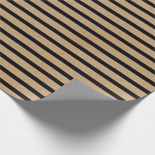 Schlichte schwarze Streifen auf Imitaten braune Kr Geschenkpapier (Ecke)