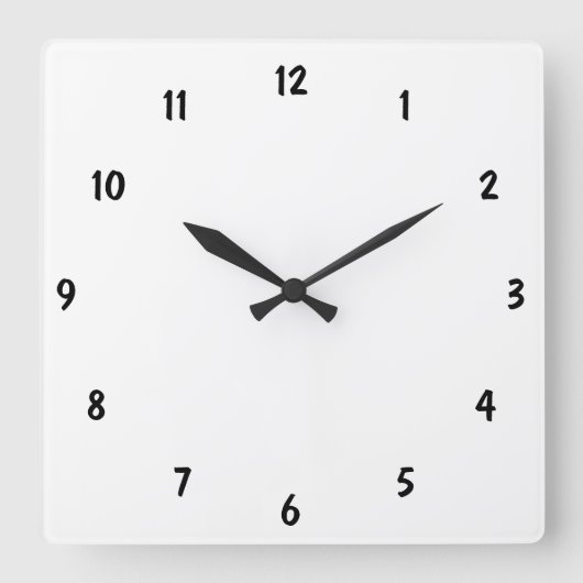 Schlichte schwarze Zahlen Phantastisch Fab Quadratische Wanduhr (Vorderseite)