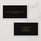 Schlichte Schwarzweißfarben-Gold-Visitenkarte Visitenkarte (Vorne/Hinten)