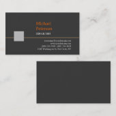 Schlichte Silbergraue Streifen Orange Visitenkarte (Vorne/Hinten)