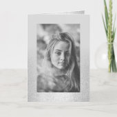 Schlichte silberne Glitzer ombre Foto Sweet 16 Einladung (Vorderseite)