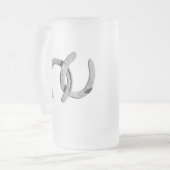 Schlichte silberne Pferdeschuhe Mattglas Bierglas (Vorderseite Links)