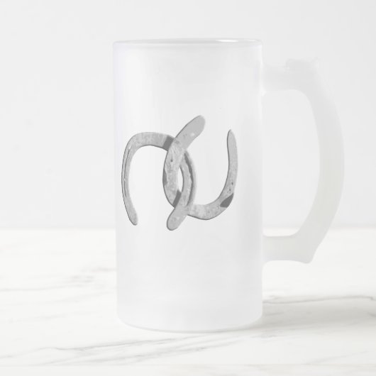 Schlichte silberne Pferdeschuhe Mattglas Bierglas (Rechts)