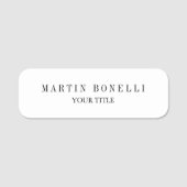 Schlichte Slim Beruflich Schwarz & Weiß Namensschild (Vorderseite)