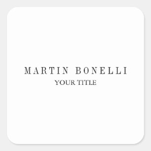 Schlichte Slim Beruflich Schwarz & Weiß Quadratischer Aufkleber