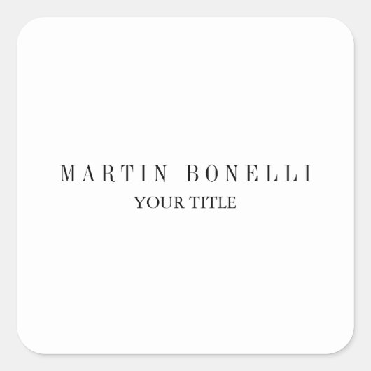 Schlichte Slim Beruflich Schwarz & Weiß Quadratischer Aufkleber (Vorderseite)