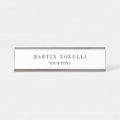 Schlichte Slim Beruflich Schwarz & Weiß Schreibtischnamensplakette (Vorderseite )