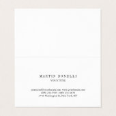 Schlichte Slim Beruflich Schwarz & Weiß Visitenkarten (Außenseite Aufgefaltet)