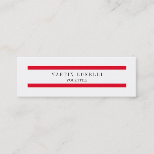 Schlichte Slip Red Lines White Simple Business Car Mini Visitenkarte (Vorderseite)