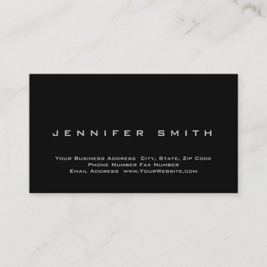 Schlichte Standard-Business-Karte mit schwarzem Hi Visitenkarte (Vorderseite)