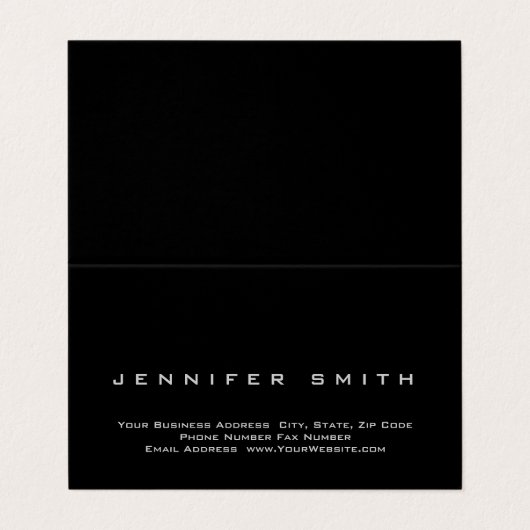 Schlichte Standardgröße für Schwarzen Hintergrund Visitenkarten (Außenseite Aufgefaltet)
