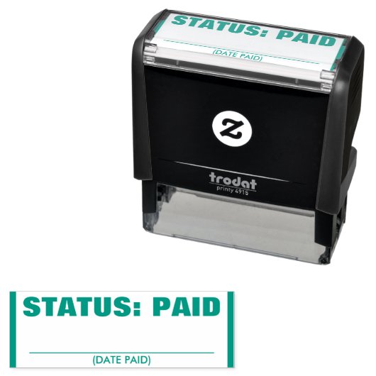 Schlichte "STATUS: ZAHLTE Kautschuk-Briefmarke Permastempel (Beispiel)