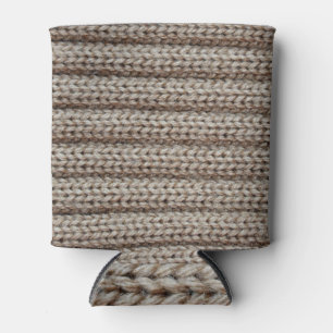 Schlichte Strickstoffe, braune Textur. Dosenkühler