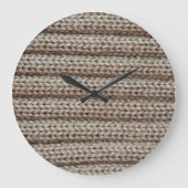 Schlichte Strickstoffe, braune Textur. Große Wanduhr (Vorderseite)