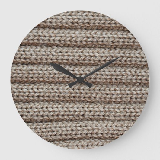 Schlichte Strickstoffe, braune Textur. Große Wanduhr (Vorderseite)