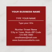 Schlichte Texte Design auf der Vorderseite des Rot Quadratische Visitenkarte (Vorderseite)