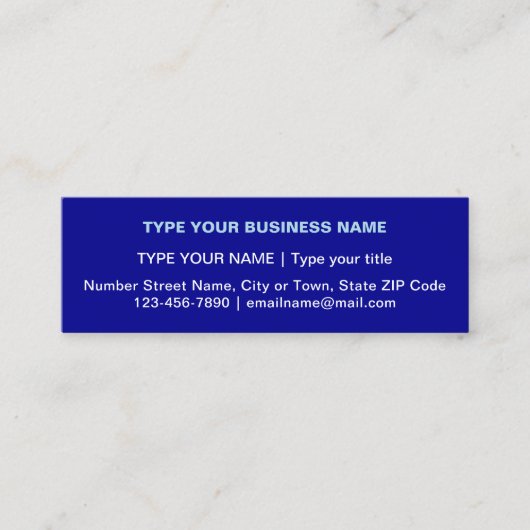 Schlichte Texte Design auf der Vorderseite von Bla Mini Visitenkarte (Vorderseite)