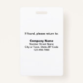 Schlichte Texte mit Foto Arbeitnehmer Weißes Abzei Ausweis (Rückseite)