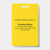 Schlichte Texte mit Foto-Gelb-Abzeichen Ausweis (Rückseite)