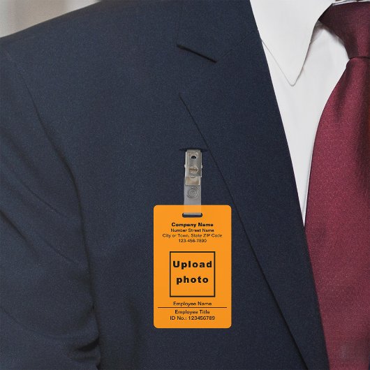 Schlichte Texte mit Foto Orange Color Abzeichen fü Ausweis