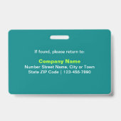 Schlichte Texte mit Foto Rectangle Aquamarin grün Ausweis (Back)