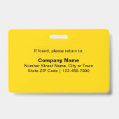 Schlichte Texte mit Foto Rectangle gelb Ausweis (Back)