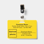 Schlichte Texte mit Foto Rectangle gelb Ausweis (Front with Clip)