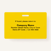 Schlichte Texte mit Foto Rectangle gelb Ausweis (Rückseite)