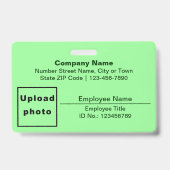 Schlichte Texte mit Foto Rectangle Light Green Ausweis (Vorderseite)
