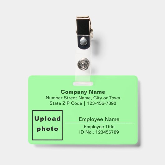 Schlichte Texte mit Foto Rectangle Light Green Ausweis (Vorderseite mit Clip)